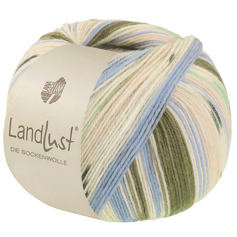 Lana Grossa Landlust Die Sockenwolle 722 Waldgrün/Ecru/Himmelblau/Hellbeige/Jade