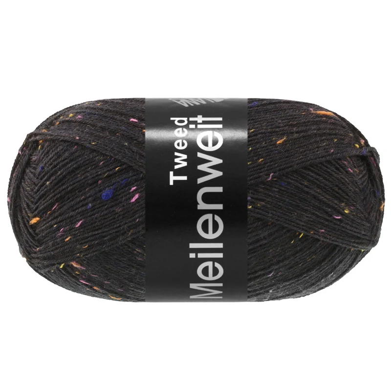 Lana Grossa Meilenweit 100 Tweed  186 Kohlenschwarz
