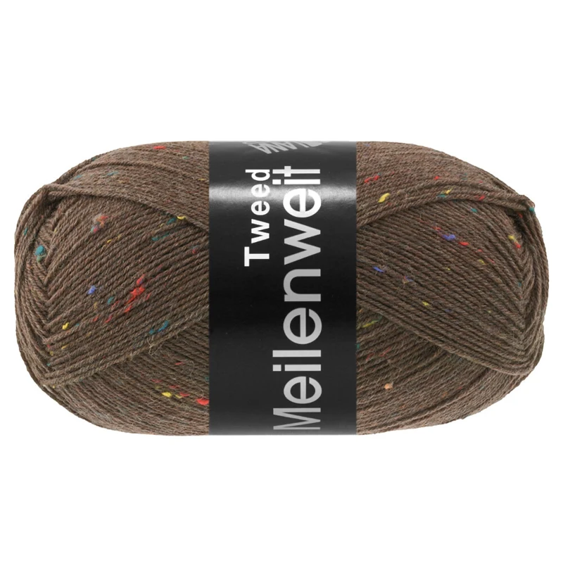 Lana Grossa Meilenweit 100 Tweed 184 Dunkelbraun