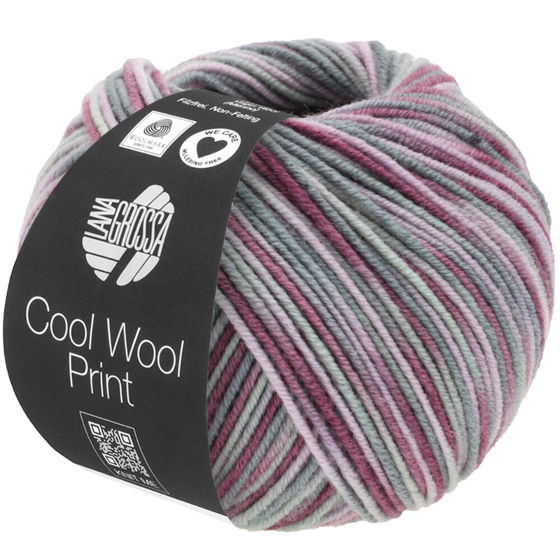 Lana Grossa Cool Wool Print 815 Antikviolett/Altrosa/Hellgrau/Mittelgrau