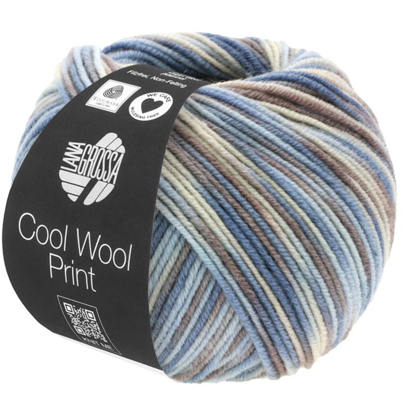 Lana Grossa Cool Wool Print 763 Hellblau/Grège/Graubraun/Blaugrau