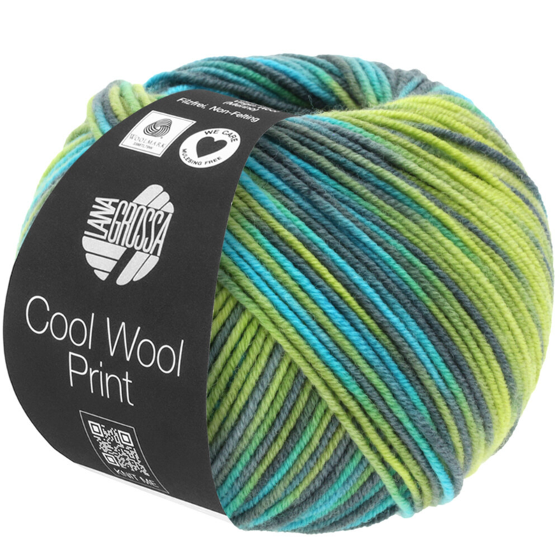 Lana Grossa Cool Wool Print 784 Gelbgrün/Türkis/Grau-Grün/Petrol