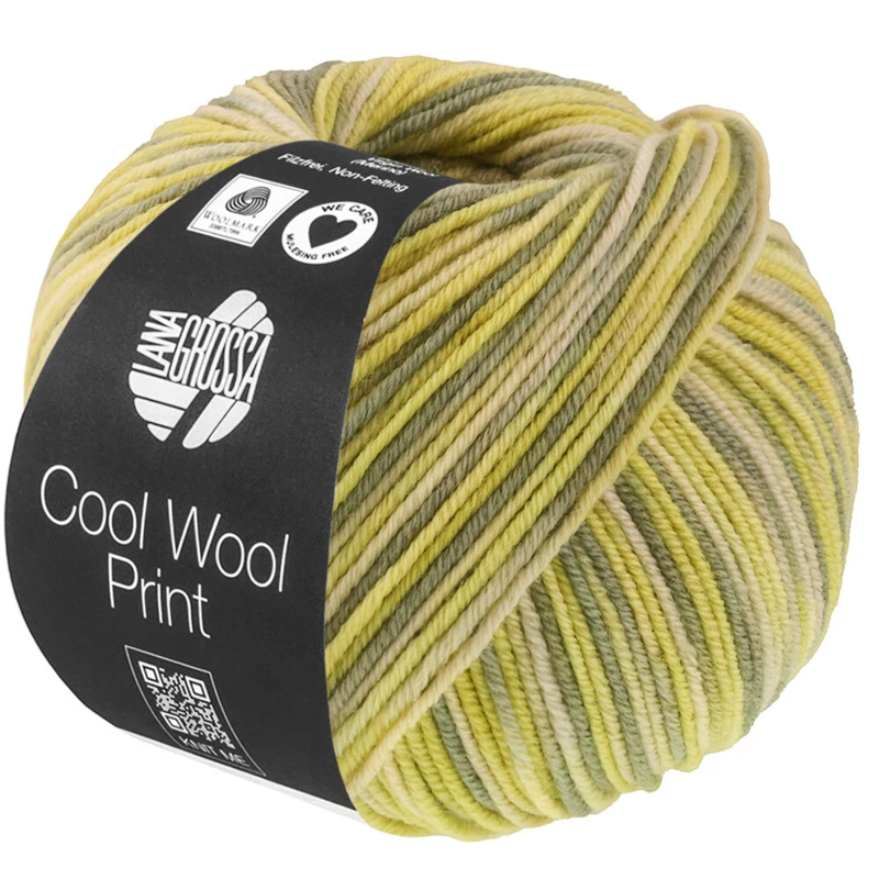Lana Grossa Cool Wool Print 843 Grünbeige/Limette/Graugrün/Resedagrün