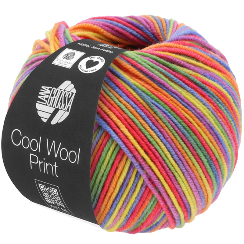 Lana Grossa Cool Wool Print 703 Lila/Grün/Himbeere/Orange/Gelb/Blau