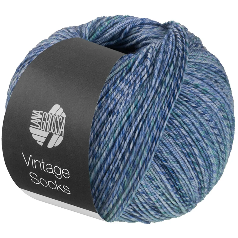 Lana Grossa Vintage Socks 1017 Hellgrau/Jeans/blaulila/graugrün meliert
