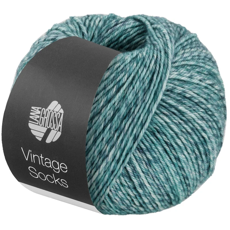 Lana Grossa Vintage Socks 1003 Mint/Graublau/Jeans/Petrol meliert