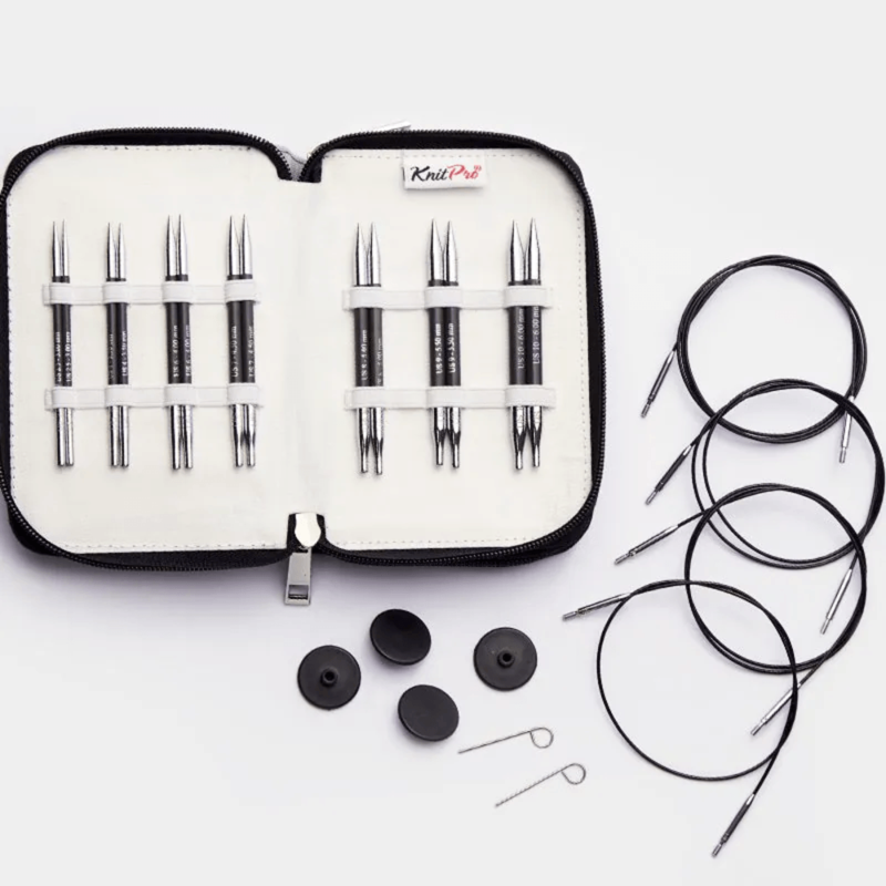 KnitPro Karbonz Special Austauschbare Rundstricknadel Set, Midi, 10 cm