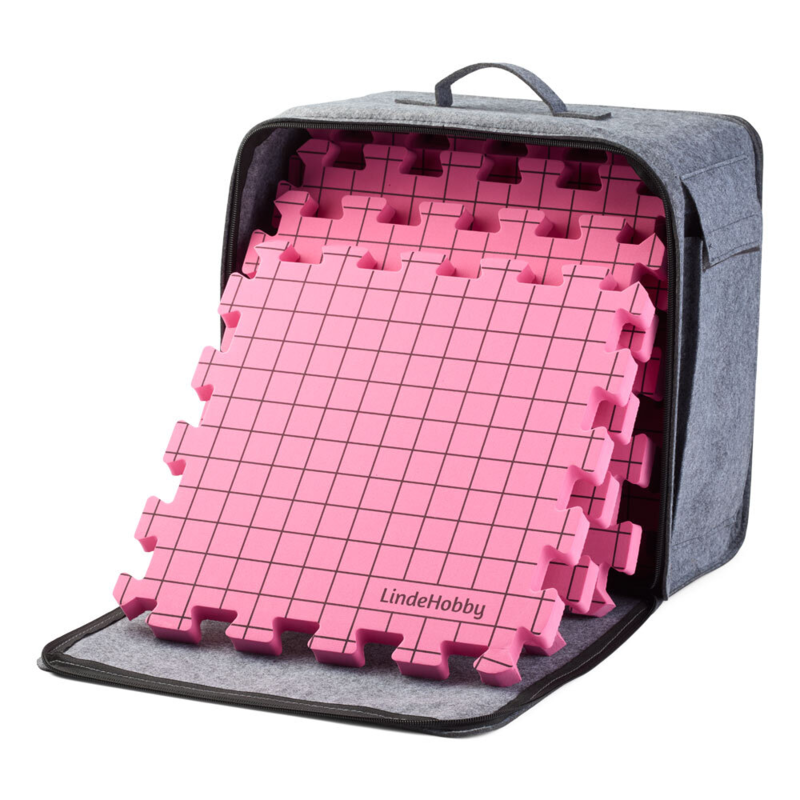 LindeHobby Blocking-Matten in Filztasche mit 100 T-Nadeln, Rosa