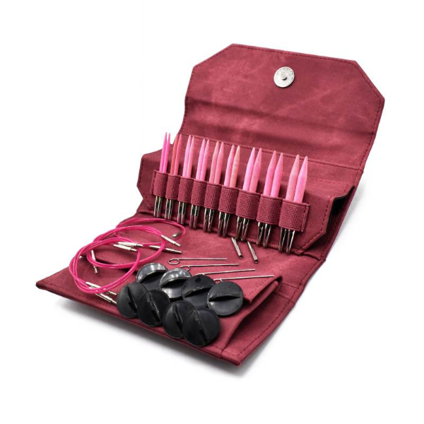 LYKKE Austauschbare Rundstricknadelset Blush, Crimson, 9 cm