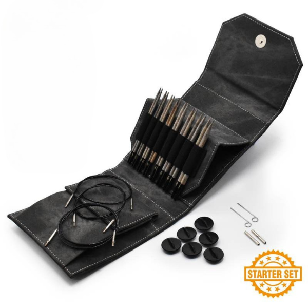 LYKKE Austauschbare Rundstricknadelset Driftwood, Starter Set, Grau, 13 cm