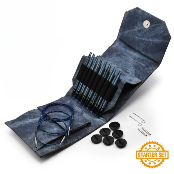LYKKE Austauschbare Rundstricknadelset Indigo, Starter Set, Blau, 13 cm