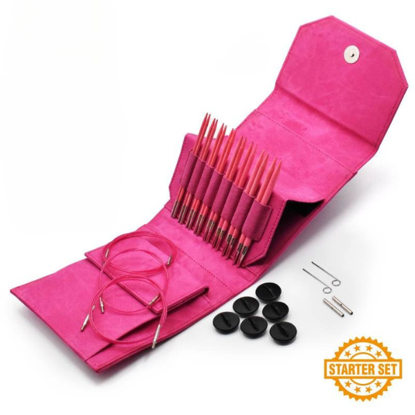 LYKKE Austauschbare Rundstricknadelset Blush, Starter Set, Fuchsia, 13 cm