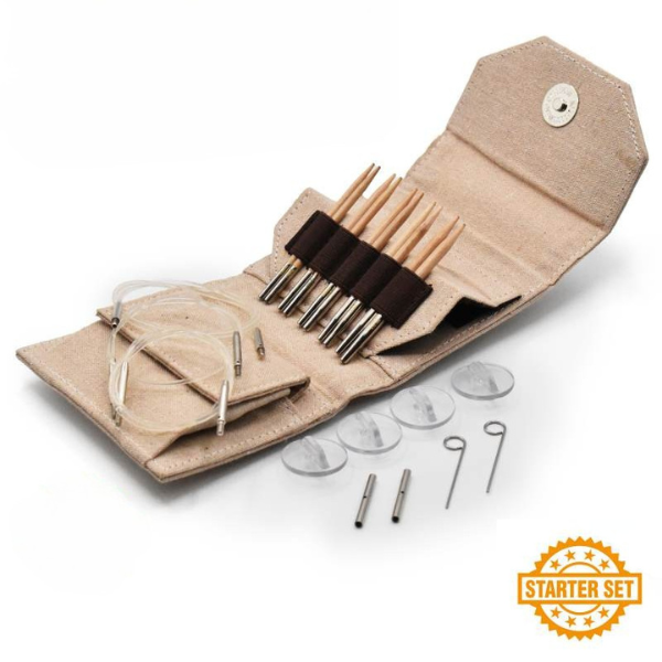 LYKKE Austauschbares Rundstricknadelset Naturale, Starter Set, Beige, 9 cm