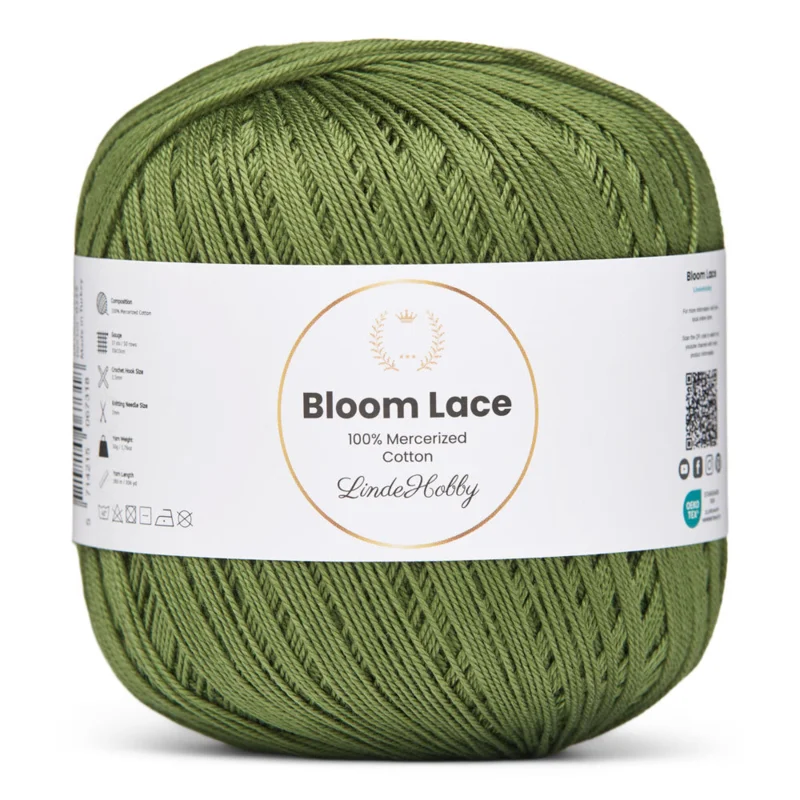 LindeHobby Bloom Lace Mercerized Cotton 20 Olivgrün