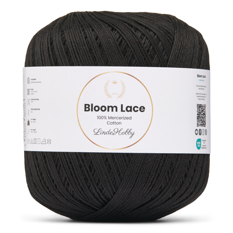 LindeHobby Bloom Lace Mercerized Cotton 01 Schwarz