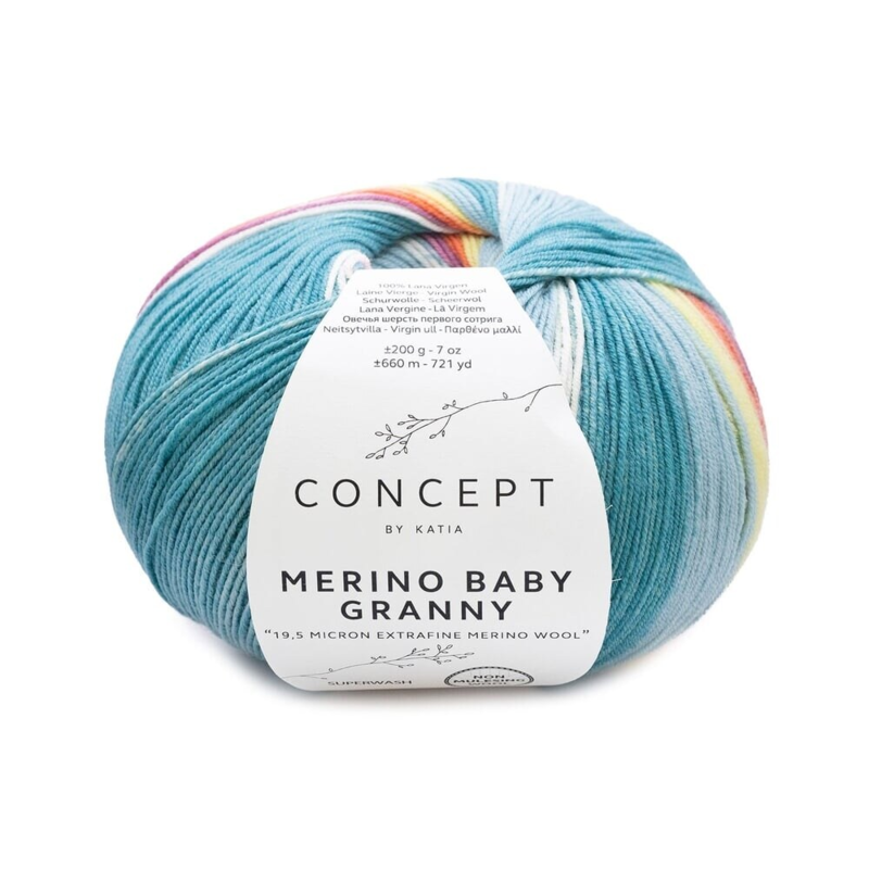 Katia Concept Merino Baby Granny 503 Pastellgrün-pastellblau-pastellgelb