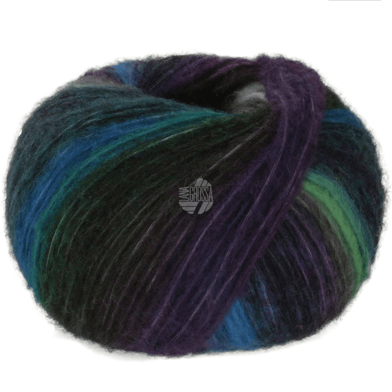 Lana Grossa Bomba 06 Flaschen-/Opalgrün/Aubergine/Nachtblau/Dunkel-/Petrolblau