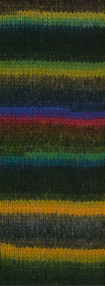 Lana Grossa Bomba 04 Rost/Dunkelpetrol/-oliv/Weiß-/Graugrün/Lila/Brombeere/Graugelb