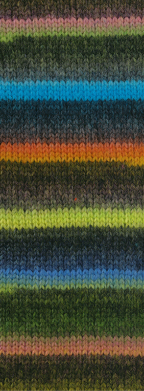 Lana Grossa Bomba 07 Pfirsich/Weiß-/Hell-/Dunkelgrün/Graupetrol/-braun/Türkisblau