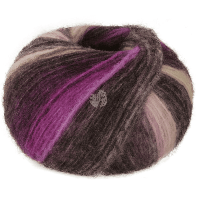 Lana Grossa Bomba 10 Orchidee/Brombeere/Graubeige/Graugrün/Dunkelgrau