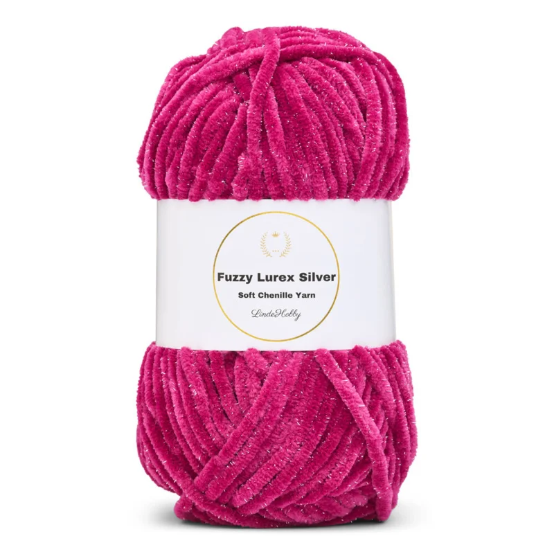 LindeHobby Fuzzy Chenille Silver Lurex 45 Dunkles fuchsia