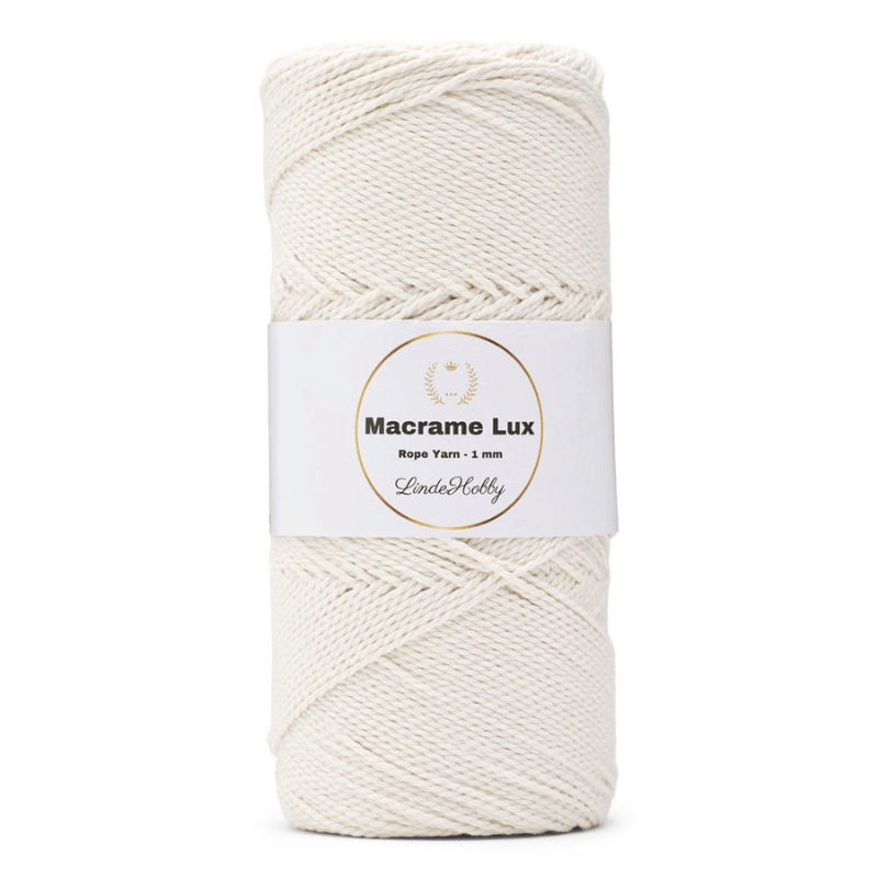 LindeHobby Macrame Lux, Makrameegarn, 1 mm 01 Zuckerweiß
