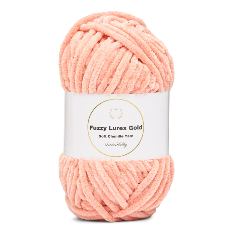 LindeHobby Fuzzy Chenille Gold Lurex 06 Lachs