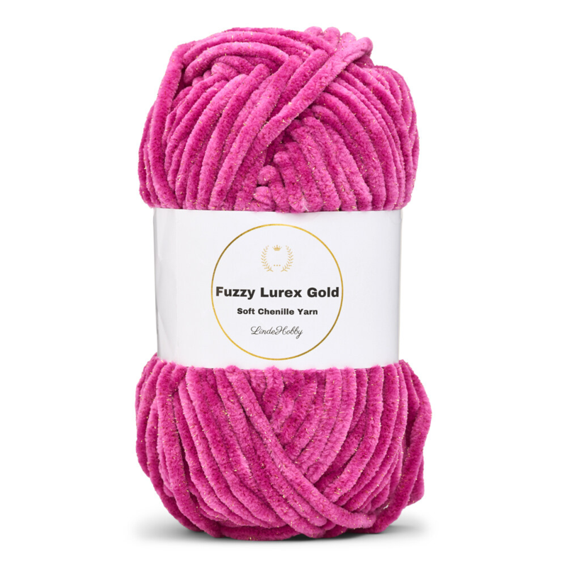 LindeHobby Fuzzy Chenille Gold Lurex 44 Hellfuchsia