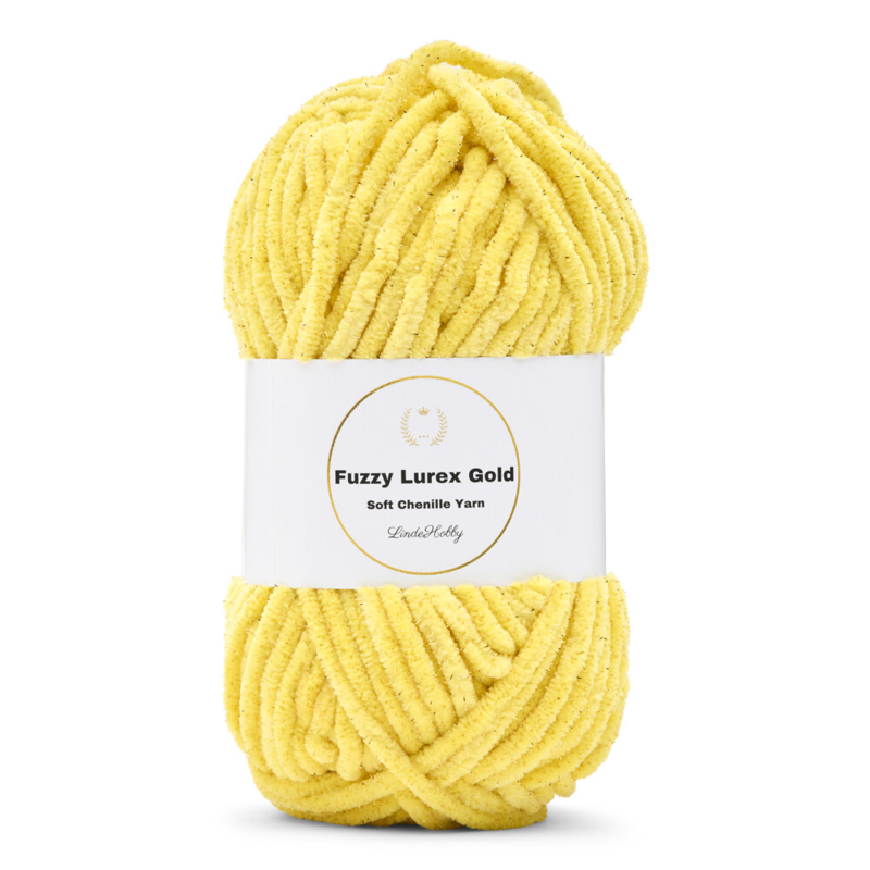LindeHobby Fuzzy Chenille Gold Lurex 09 Gelb