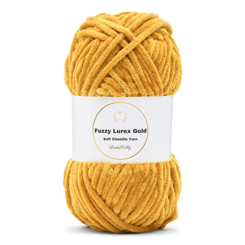 LindeHobby Fuzzy Chenille Gold Lurex 16 Senfgelb