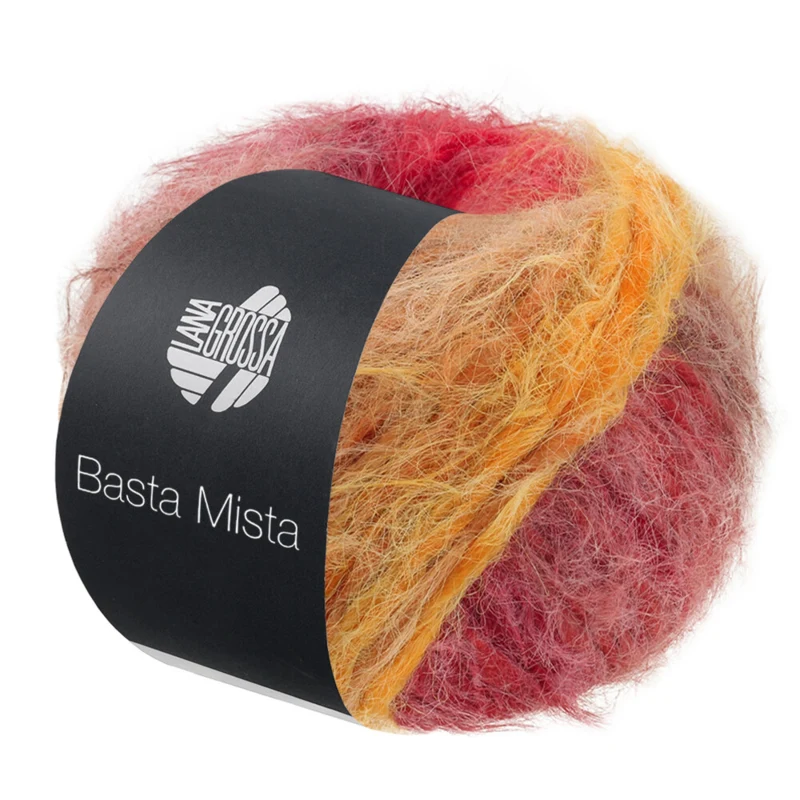 Lana Grossa Basta Mista 124 Graubraun/Camel/Safrangelb/Orange/Graurot/Dunkelrot/Rot