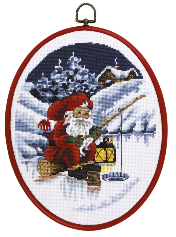 Stickset Weihnachtswichtel angelt 20 x 26 cm m/5958/30