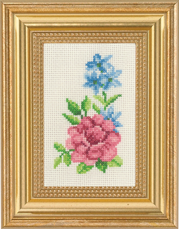 Stickset Rose und blaue Blumen 9 x 14 cm