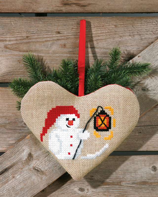 Stickset Schneemann Herz 28 x 24 cm