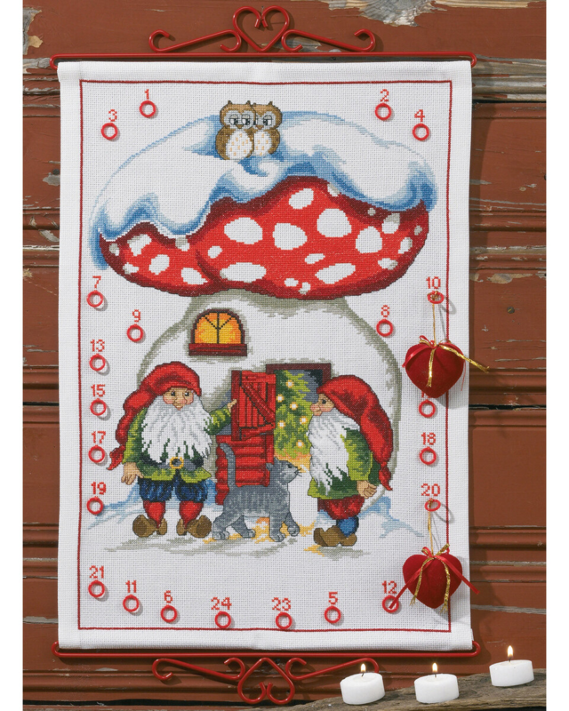 Stickset 2 Wichtel mit Katze 5125/38 38 x 53 cm