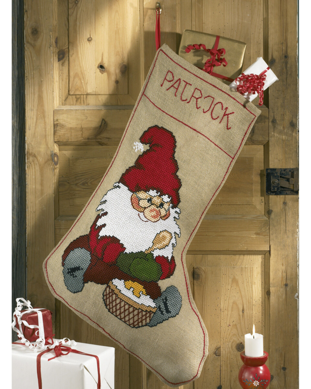 Stickset Weihnachtswichtel mit Brei 57 x 80 cm
