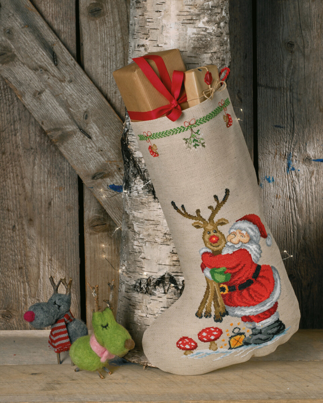 Stickset Weihnachtsmann & Rudolf 28 x 44 cm
