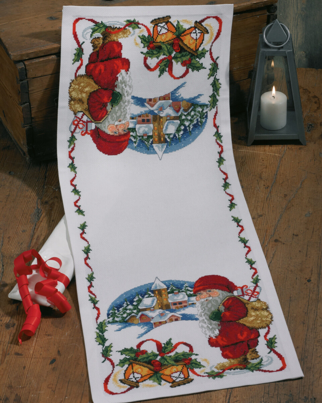 Stickset Weihnachtswichtel und Dorf 34 x 89 cm