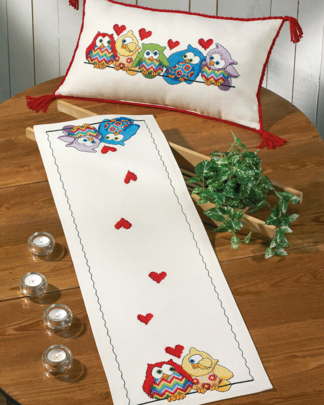 Stickset Eulen in Reihe 32x94 cm