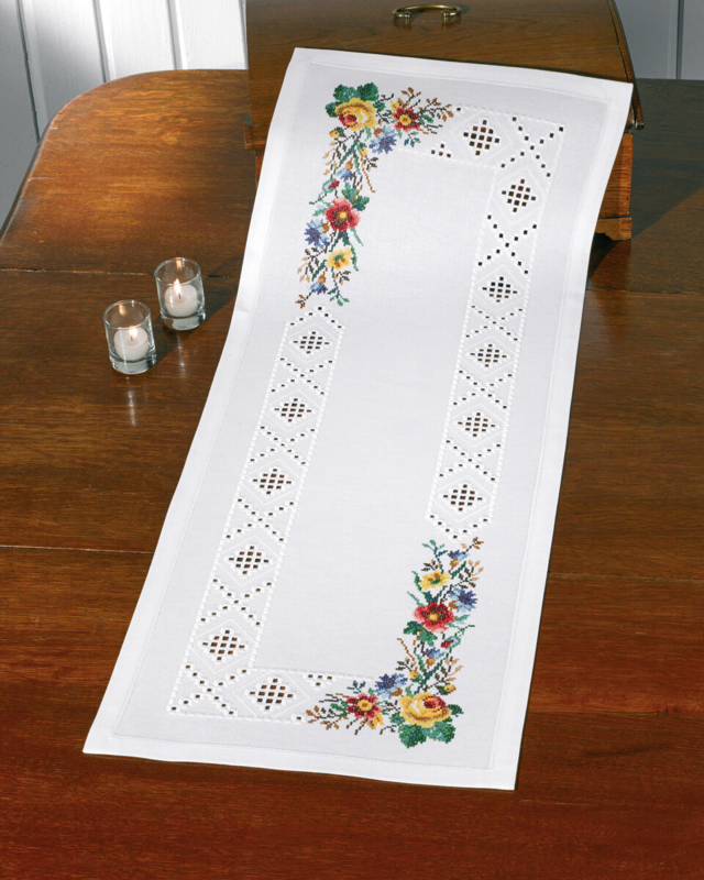 Stickset Hardanger/Blumen 39 x 102 cm