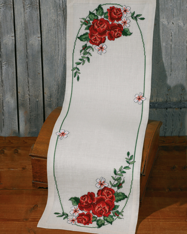 Stickpackung Rote Rosen 35 x 111 cm
