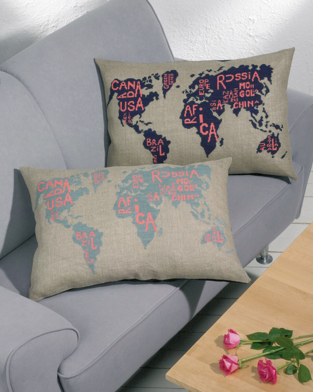 Stickset Weltkarte Blau 68 x 46 cm