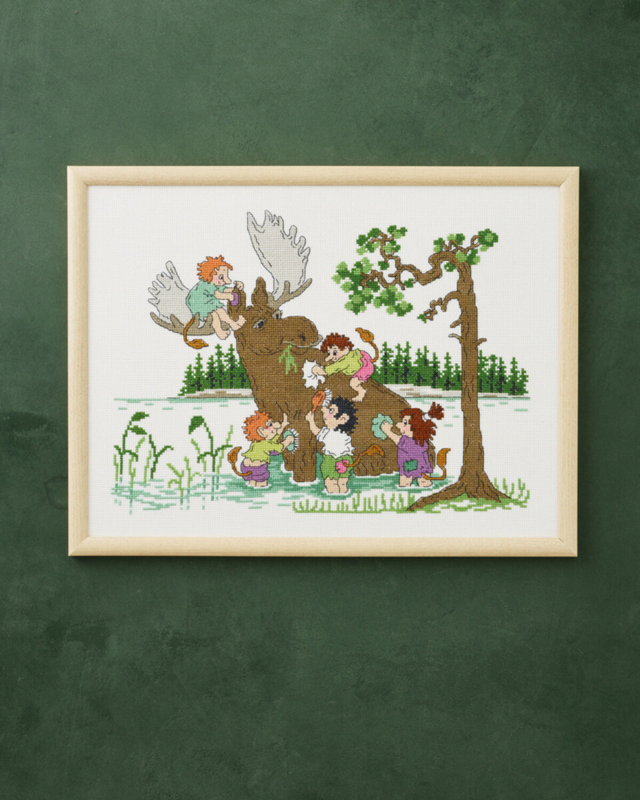 Stickset Elch Waschung 40 x 30 cm