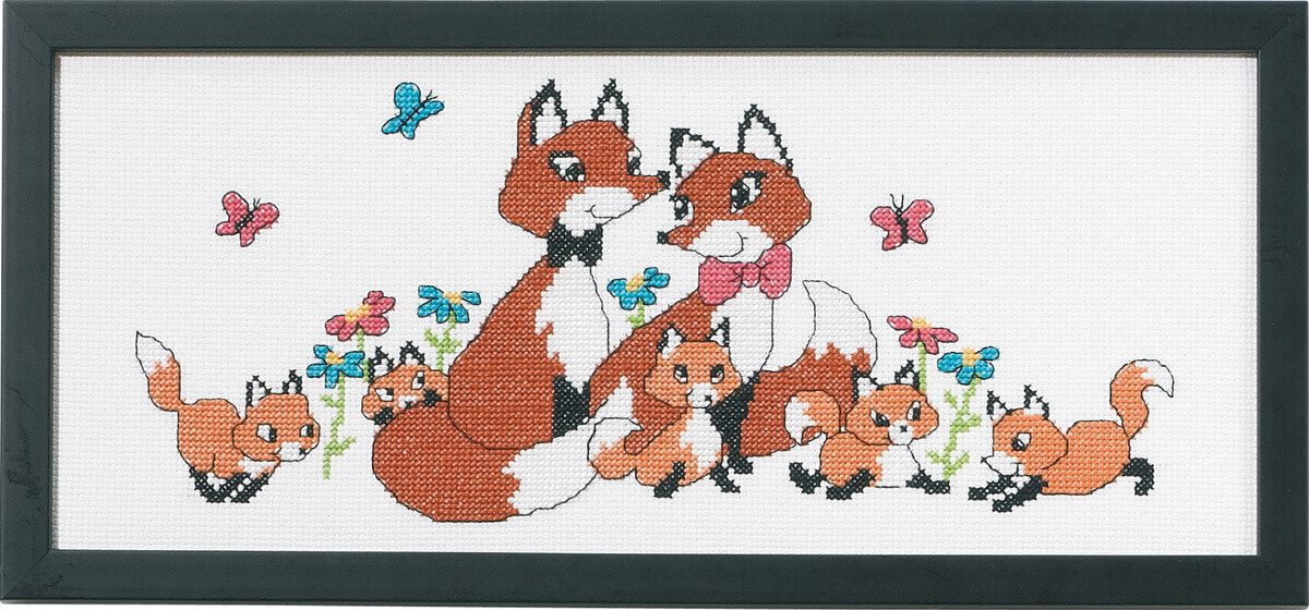 Stickerei-Set Fuchsfamilie 36 x 15 cm