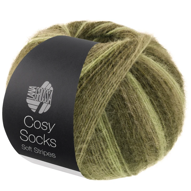 Lana Grossa Cosy Socks Soft Stripes 107 Hell-/Reseda-/Grau-/Moosgrün