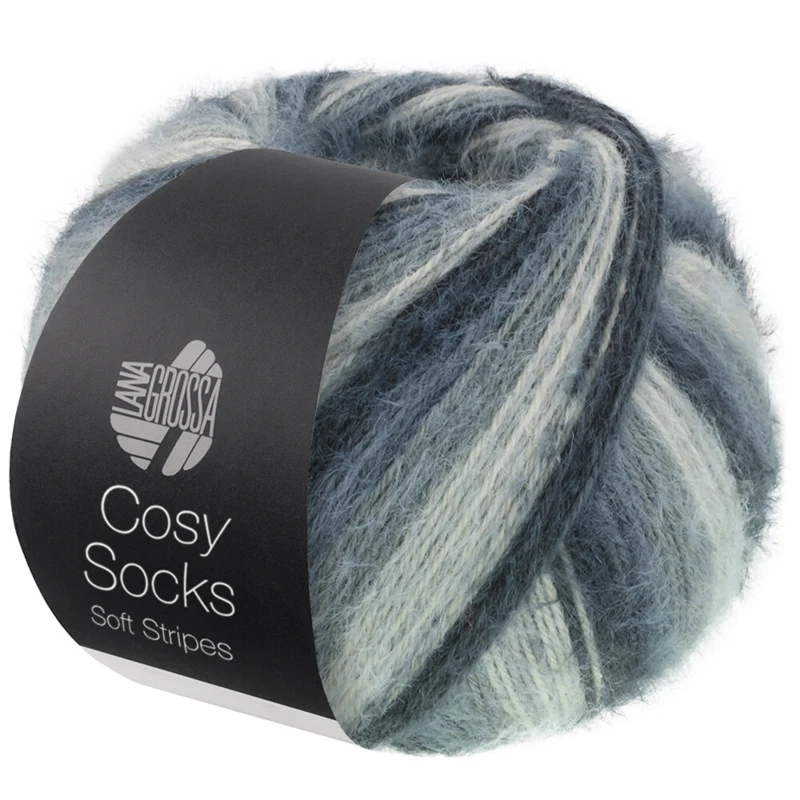 Lana Grossa Cosy Socks Soft Stripes 104 Anthrazit/dunkelgrau/mausgrau/hellgrau