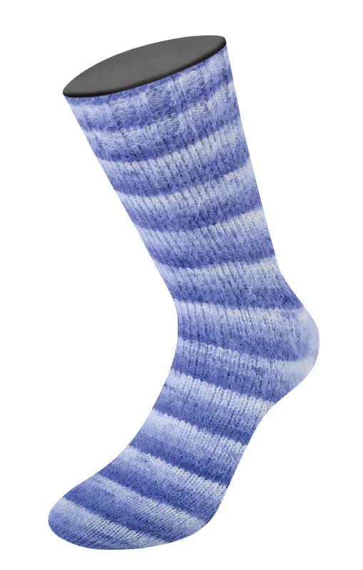 Lana Grossa Cosy Socks Soft Stripes 101 Blauviolett/violettblau/hell violett/weiß