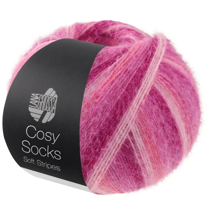 Lana Grossa Cosy Socks Soft Stripes 108 Rosa/Altrosa/Lachs/Erikarot