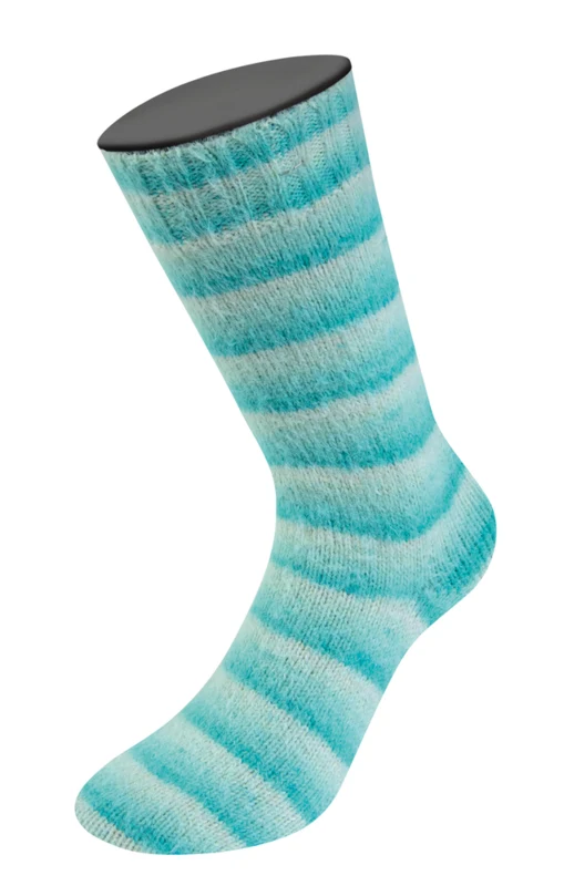 Lana Grossa Cosy Socks Soft Stripes 115 Mint/Helltürkis/Türkis