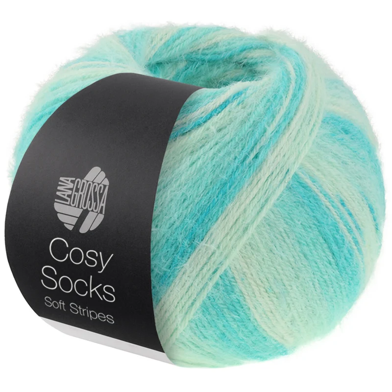 Lana Grossa Cosy Socks Soft Stripes 102 Jade/hellgrün/weißgrün/rohweiß